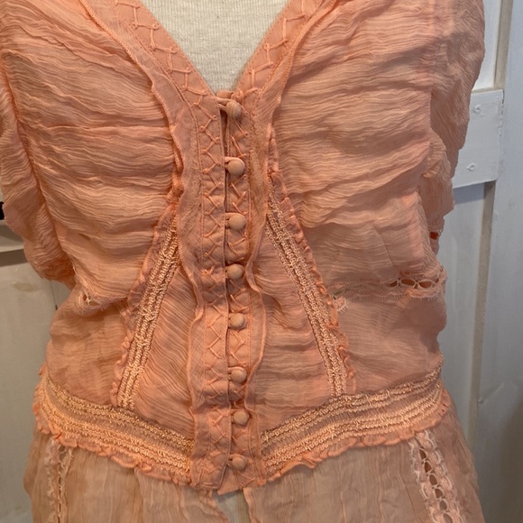 NWT Free People Leah Peach Chiffon Tunic - Picture 3 of 6